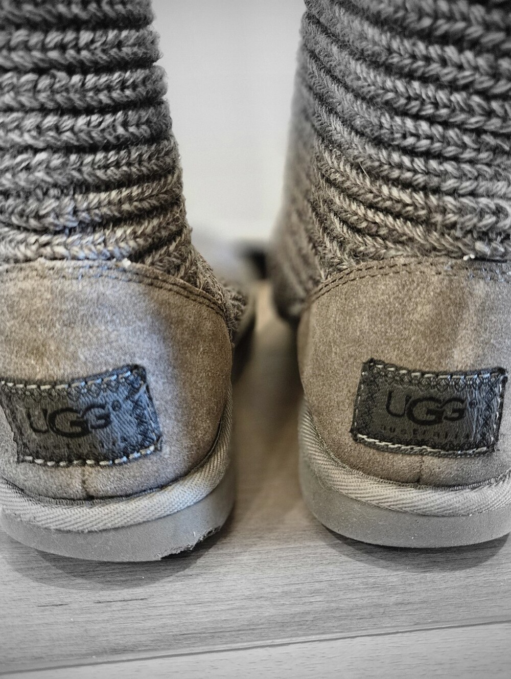 Women's Knit Button Accent Sock Boots - Gray - Picture 4 of 4